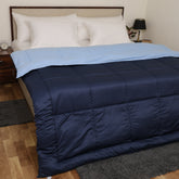 Luxurious Down Alternative Reversible Comforter | All Season Warmth Down 1 PC Reversible Comforter Set | 100% Microfiber Cover | Down Fiber Duvet Insert | Navy Blue/Light Blue