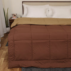 Luxurious Down Alternative Reversible Comforter | All Season Warmth 1 PC Reversible Comforter Set | 100% Microfiber Cover | Down Fiber Duvet Insert | Taupe/Chocolate