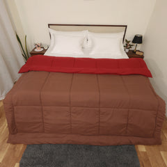 Luxurious Down Alternative Reversible Comforter | All Season Warmth 1 PC Reversible Comforter Set | 100% Microfiber Cover | Down Fiber Duvet Insert | Chocolate/Burgundy