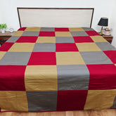 Reversible Cotton Dohar Blanket for Single Bed - Lightweight Winter Cover, 100% Cotton, 144 x 220 cm, Perfect for Festive Gifting, Rustic Patchwork Grid