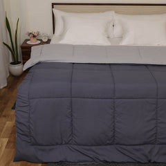 Luxurious Down Alternative Reversible Comforter | All Season Warmth Down 1 PC Reversible Comforter Set | 100% Microfiber Cover | Down Fiber Duvet Insert | Silver/Dark Grey
