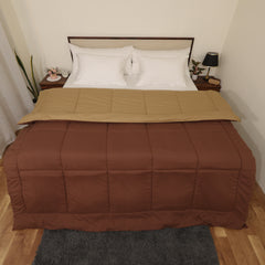 Luxurious Down Alternative Reversible Comforter | All Season Warmth 1 PC Reversible Comforter Set | 100% Microfiber Cover | Down Fiber Duvet Insert | Taupe/Chocolate