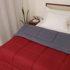 Luxurious Down Alternative Reversible Comforter | All Season Warmth Down 1 PC Reversible Comforter Set | 100% Microfiber Cover | Down Fiber Duvet Insert | Dark Grey/Burgundy