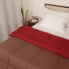 Luxurious Down Alternative Reversible Comforter | All Season Warmth 1 PC Reversible Comforter Set | 100% Microfiber Cover | Down Fiber Duvet Insert | Chocolate/Burgundy
