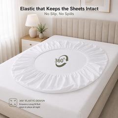 Waterproof Mattress Protector 12" Deep, Terry Cotton, Soft and Breathable Mattress Cover, Fitted Style, White
