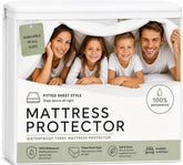 Waterproof Mattress Protector 12" Deep, Terry Cotton, Soft and Breathable Mattress Cover, Fitted Style, White