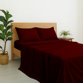 Luxury Giza Cotton 4-Piece Bed Sheet Set | Ultra-Soft & Breathable | Extra Deep 10-Inch Pocket Fitted Sheet, Flat Sheet & 2 Pillow Covers (Burgundy)