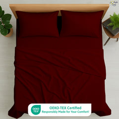 Luxury Giza Cotton 4-Piece Bed Sheet Set | Ultra-Soft & Breathable | Extra Deep 10-Inch Pocket Fitted Sheet, Flat Sheet & 2 Pillow Covers (Burgundy)