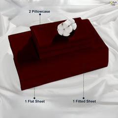 Luxury Giza Cotton 4-Piece Bed Sheet Set | Ultra-Soft & Breathable | Extra Deep 10-Inch Pocket Fitted Sheet, Flat Sheet & 2 Pillow Covers (Burgundy)