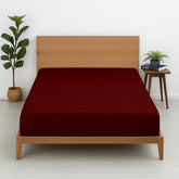 Premium 100% Cotton Fitted Bedsheet | Soft & Cooling Hotel-Quality Sheet | 10-Inch Deep Pocket, All-Round Elastic (Burgundy)