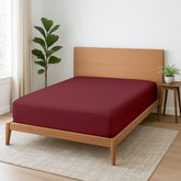 Premium Microfiber Fitted Bedsheet | 10-Inch Deep Pocket, All-Round Elastic | Wrinkle, Fade & Stain Resistant (Burgundy)