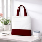Premium Quality 100% Cotton Tote Bag 13 x 15 Inch – Reusable Eco-Friendly Canvas Shopping, Travel & Daily Carry Bag (Burgundy/White)