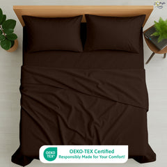 Luxury Giza Cotton 4-Piece Bed Sheet Set | Ultra-Soft & Breathable | Extra Deep 10-Inch Pocket Fitted Sheet, Flat Sheet & 2 Pillow Covers (Chocolate)