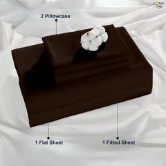 Luxury Giza Cotton 4-Piece Bed Sheet Set | Ultra-Soft & Breathable | Extra Deep 10-Inch Pocket Fitted Sheet, Flat Sheet & 2 Pillow Covers (Chocolate)