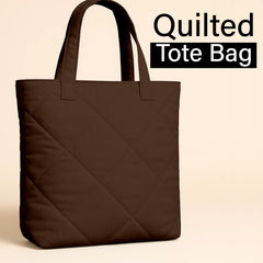 Chocolate Microfiber Quilted Tote Bag 13 x 15 Inch – Lightweight, Durable Shoulder Bag for Shopping, Travel & Daily Use