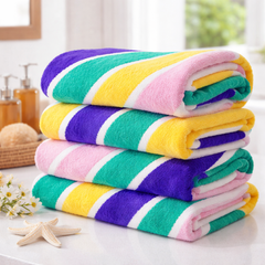 Rainbow Stripe Premium Cotton Bath Towel – Ultra Soft, Highly Absorbent, Quick-Dry & Durable for Everyday Use