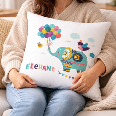 Elephant Print 100% Cotton Cushion | Decorative Cushion for Sofa & Living Room (Pack of 1)