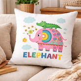 Elephant Print 100% Cotton Cushion | Decorative Cushion for Sofa & Living Room (Pack of 1)