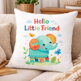 Hello Little Friend Printed Cushion | 100% Cotton Decorative Cushion for Sofa & Living Room (Pack of 1)