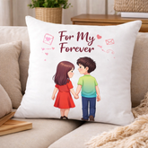 For My Forever Printed Cushion | 100% Cotton Romantic Couple Love Cushion for Gifting | Decorative Cushion for Sofa & Living Room (Pack of 1)