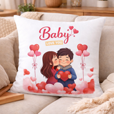 Romantic Couple Love Printed Cushion | 100% Cotton Cushion for Gifting | Decorative Cushion for Sofa & Living Room (Pack of 1)