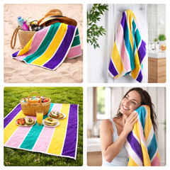 Rainbow Stripe Premium Cotton Bath Towel – Ultra Soft, Highly Absorbent, Quick-Dry & Durable for Everyday Use