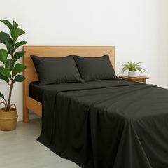 Luxury Giza Egyptian Cotton 4-Piece Bed Sheet Set | Ultra-Soft & Breathable | Extra Deep 10-Inch Pocket Fitted Sheet, Flat Sheet & 2 Pillow Covers (Dark Grey)