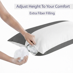 Microfiber Filled Bed Pillows for Sleeping | Takiya Combo Set of 2 for Bed Room | Super Soft Pillow Fillers for Back, Side, and Stomach Sleepers, Dark Grey