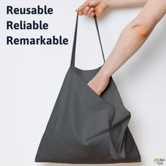 Dark Grey Cotton Tote Bag 13 x 15 Inch – Reusable Eco-Friendly Canvas Shopping, Travel & Daily Carry Bag