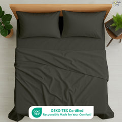 Luxury Giza Egyptian Cotton 4-Piece Bed Sheet Set | Ultra-Soft & Breathable | Extra Deep 10-Inch Pocket Fitted Sheet, Flat Sheet & 2 Pillow Covers (Dark Grey)