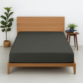 Premium 100% Cotton Fitted Bedsheet | Soft & Cooling Hotel-Quality Sheet | 10-Inch Deep Pocket, All-Round Elastic (Dark Grey)