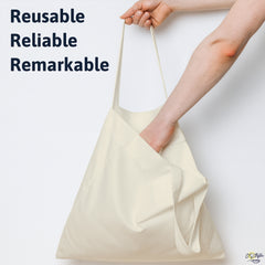 Ivory Cotton Tote Bag 13 x 15 Inch – Reusable Eco-Friendly Canvas Shopping, Travel & Daily Carry Bag