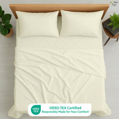 Luxury Giza Egyptian Cotton 4-Piece Bed Sheet Set | Ultra-Soft & Breathable | Extra Deep 10-Inch Pocket Fitted Sheet, Flat Sheet & 2 Pillow Covers (Ivory)