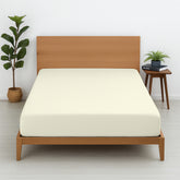 Premium 100% Cotton Fitted Bedsheet | Soft & Cooling Hotel-Quality Sheet | 10-Inch Deep Pocket, All-Round Elastic (Ivory)