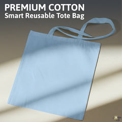 Light Blue Cotton Tote Bag 13 x 15 Inch – Reusable Eco-Friendly Canvas Shopping, Travel & Daily Carry Bag