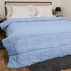 Luxurious Giza Egyptian Cotton Down Alternative AC Comforter | All-Season Soft Duvet Insert | Lightweight Warmth (Light Blue)