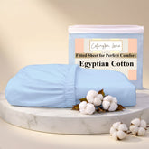 Premium 100% Cotton Fitted Bedsheet | Soft & Cooling Hotel-Quality Sheet | 10-Inch Deep Pocket, All-Round Elastic (Light Blue)