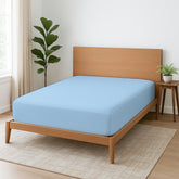 Premium Microfiber Fitted Bedsheet | 10-Inch Deep Pocket, All-Round Elastic | Wrinkle, Fade & Stain Resistant (Light Blue)