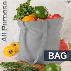 Light Grey Cotton Tote Bag 13 x 15 Inch – Reusable Eco-Friendly Canvas Shopping, Travel & Daily Carry Bag