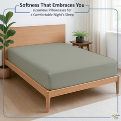Premium 100% Cotton Fitted Bedsheet | Soft & Cooling Hotel-Quality Sheet | 10-Inch Deep Pocket, All-Round Elastic (Light Grey)
