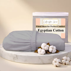Premium 100% Cotton Fitted Bedsheet | Soft & Cooling Hotel-Quality Sheet | 10-Inch Deep Pocket, All-Round Elastic (Light Grey)