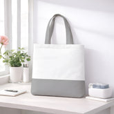 Premium Quality 100% Cotton Tote Bag 13 x 15 Inch – Reusable Eco-Friendly Canvas Shopping, Travel & Daily Carry Bag (Light Grey/White)