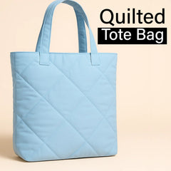 Light Blue Microfiber Quilted Tote Bag 13 x 15 Inch – Lightweight, Durable Shoulder Bag for Shopping, Travel & Daily Use