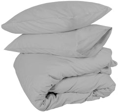 100% Cotton Duvet Cover Sateen Weave, Silky Soft and Breathable Bedding Set with Zipper Closure, Long Staple Cotton Bed Linen, 3 Pieces Includes 1 Duvet Cover & 2 Pillowcases - Dark Grey