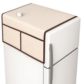 Waffle Fabric Refrigerator Dust Proof Cover with Storage Pockets - Washer and Dryer Top Cover - Protective, Durable, Easy to Clean - Light Sand - Set of 1