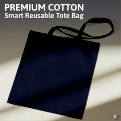 Navy Blue Cotton Tote Bag 13 x 15 Inch – Reusable Eco-Friendly Canvas Shopping, Travel & Daily Carry Bag