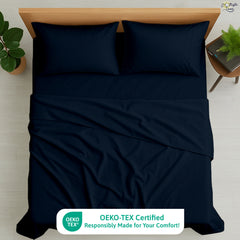 Luxury Giza Cotton 4-Piece Bed Sheet Set | Ultra-Soft & Breathable | Extra Deep 10-Inch Pocket Fitted Sheet, Flat Sheet & 2 Pillow Covers (Navy Blue)