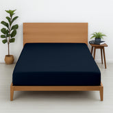 Premium 100% Cotton Fitted Bedsheet | Soft & Cooling Hotel-Quality Sheet | 10-Inch Deep Pocket, All-Round Elastic (Navy Blue)