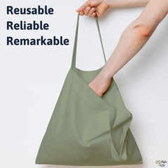 Sage Cotton Tote Bag 13 x 15 Inch – Reusable Eco-Friendly Canvas Shopping, Travel & Daily Carry Bag