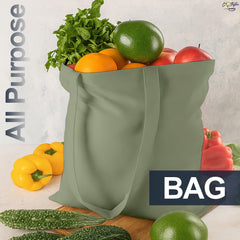 Sage Cotton Tote Bag 13 x 15 Inch – Reusable Eco-Friendly Canvas Shopping, Travel & Daily Carry Bag